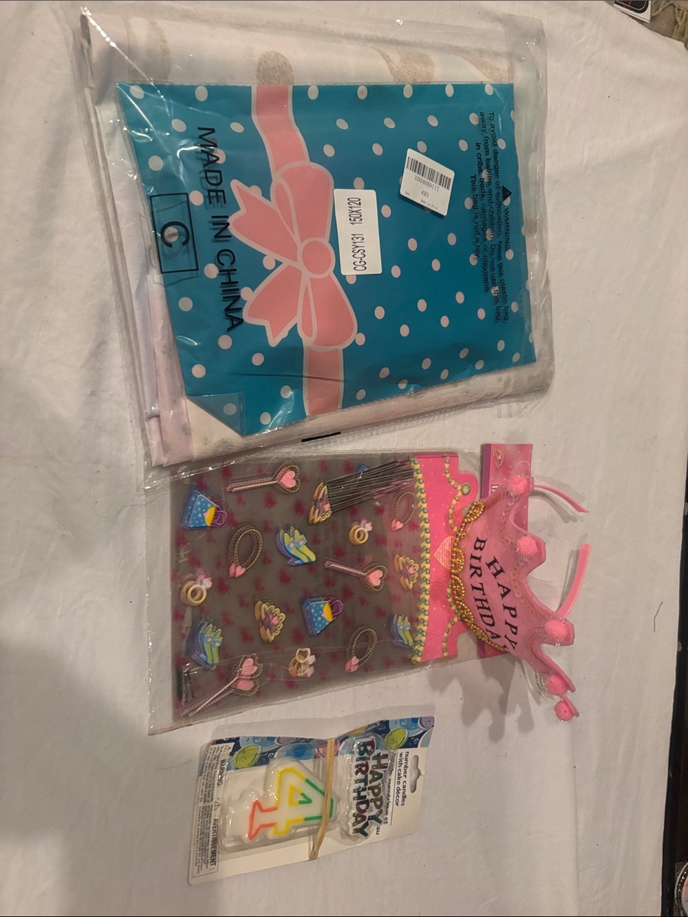 Kids Birthday Accessory Set -4years old princess theme party.
